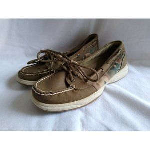Women's Camo Brown Green Sperry Boat Shoes Size 6 M Casual Loafers